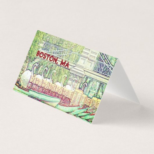 Boston Swan Boats in Pencil and Ink folded card Kaart (Voorkant)