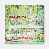 Boston Swan Boats in potlood en inkt Magneet (Voorkant)