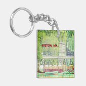 Boston Swan Boats in potlood en inkt Sleutelhanger (Voorkant Links)