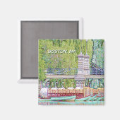 Boston Swan Boats in potlood en inktfilter Magneet (Voorkant / Achterkant)