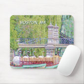 Boston Swan Boats in potlood en inktfilter Muismat (Met muis)