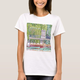 Boston Swan Boats in potlood en inktfilter T-shirt