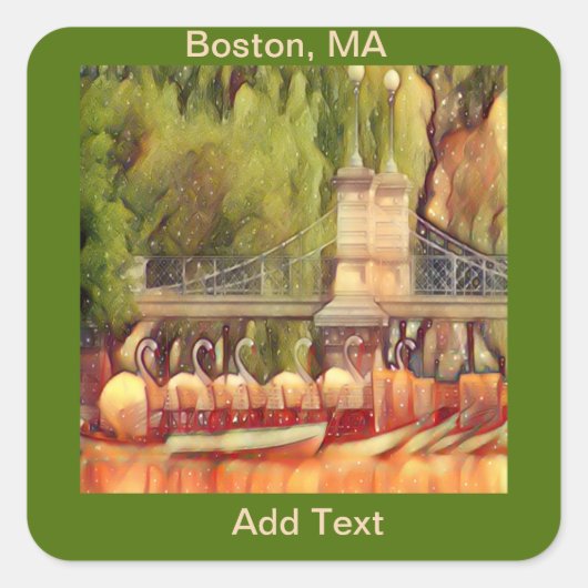 Boston Swan Boats in Summer Vierkante Sticker (Voorkant)