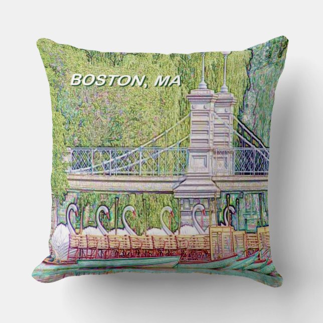 Boston Swan Boats potlood en inktfilter Kussen (Voorkant)