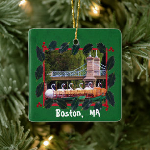 Boston Swan Boats - Prettige feestdagen Keramisch Ornament