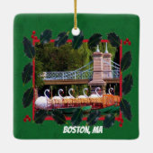 Boston Swan Boats - Prettige feestdagen Keramisch Ornament (Achterkant)