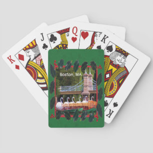 Boston Swan Boats - Prettige feestdagen Pokerkaarten
