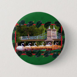 Boston Swan Boats - Prettige feestdagen Ronde Button 5,7 Cm