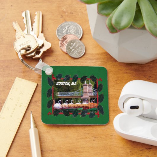 Boston Swan Boats - Prettige feestdagen Sleutelhan Sleutelhanger (Bureau)