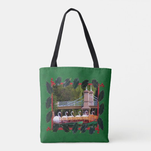 Boston Swan Boats Prettige feestdagen Tote Bag (Achterkant)