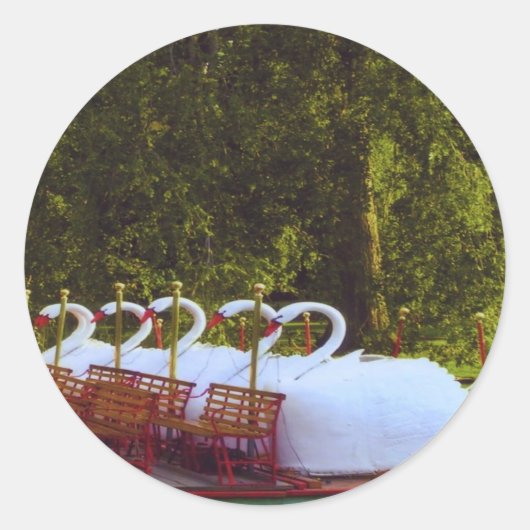 Boston Swan Boats Ronde Sticker (Voorkant)