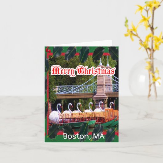 Boston Swan Boats - Vrolijk kerstfeest Kaart (Gele Bloem)