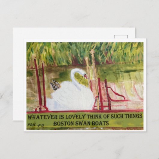 Boston Swanboat Briefkaart (Voorkant / Achterkant)