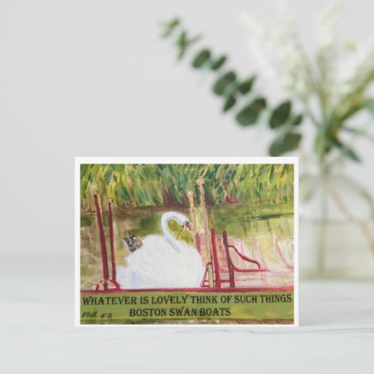 Boston Swanboat Briefkaart (Staand voorkant)