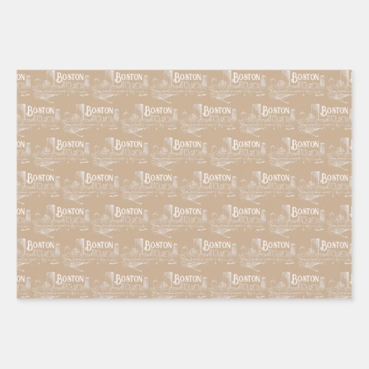 Boston Tan en Wit Inpakpapier Vel (Voorkant 2)
