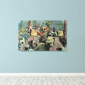 Boston Tea Party, 16 december 1773 Canvas Afdruk (Insitu (Houten vloer))