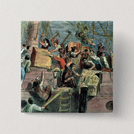 Boston Tea Party, 16 december 1773 Vierkante Button 5,1 Cm (Voorkant)