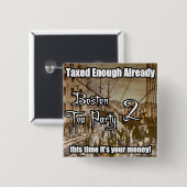 Boston Tea Party 2 Vierkante Button 5,1 Cm (Voorkant /achterkant)