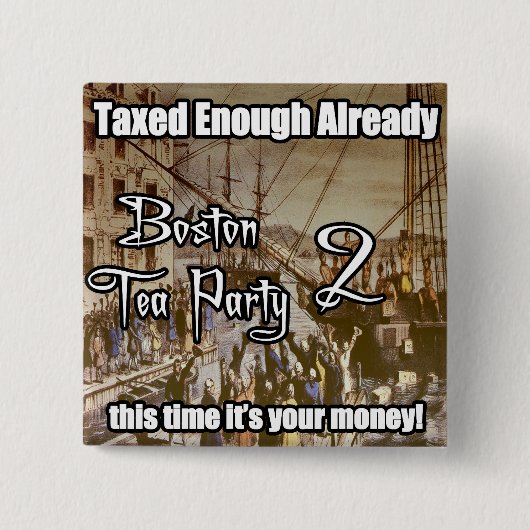 Boston Tea Party 2 Vierkante Button 5,1 Cm (Voorkant)