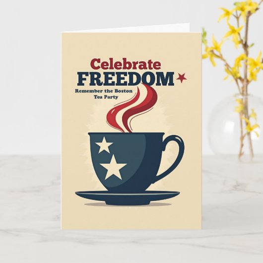Boston Tea Party Day Patriotic Freedom with Stars Kaart (Gele Bloem)