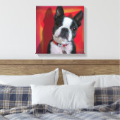 Boston Terrier 12x12 uitgerekt canvas (Insitu (Slaapkamer))