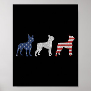 Boston Terrier 4 juli hond patriottisch Verenigde  Poster