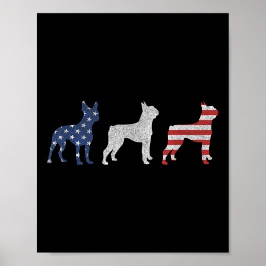 Boston Terrier 4 juli hond patriottisch Verenigde Poster (Voorkant)
