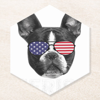 Boston Terrier 4 juli Hondenliefhebber Merica USA Kartonnen Onderzetters
