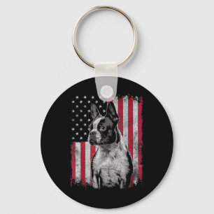 Boston Terrier 4 juli Patriottische Verenigde Stat Sleutelhanger