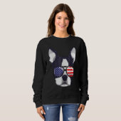 Boston Terrier 4th Of July American Sunglass Boys  Trui (Voorkant volledig)