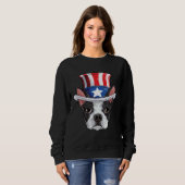 Boston Terrier 4th of July Uncle Sam Kids Boys Ame Trui (Voorkant volledig)