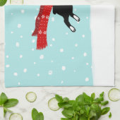 Boston Terrier aan het rennen in de sneeuw - Holid Theedoek (Gevouwen)