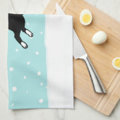 Boston Terrier aan het rennen in de sneeuw - Holid Theedoek (Quarter Fold)