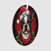Boston Terrier Aangepaste Kerstversiering Ornament (voorkant)