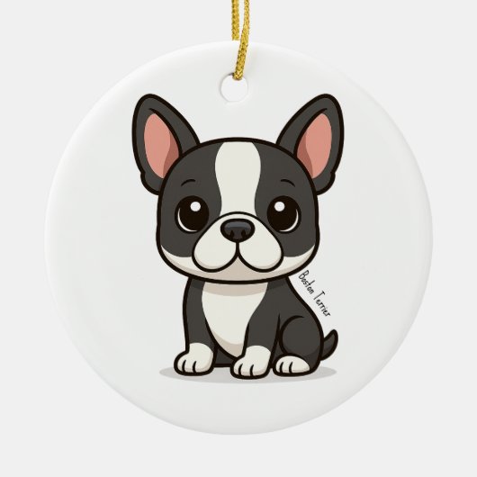 Boston Terrier Aangepaste Naam Keramisch Ornament (Voorkant)