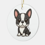 Boston Terrier Aangepaste Naam Keramisch Ornament (Links)