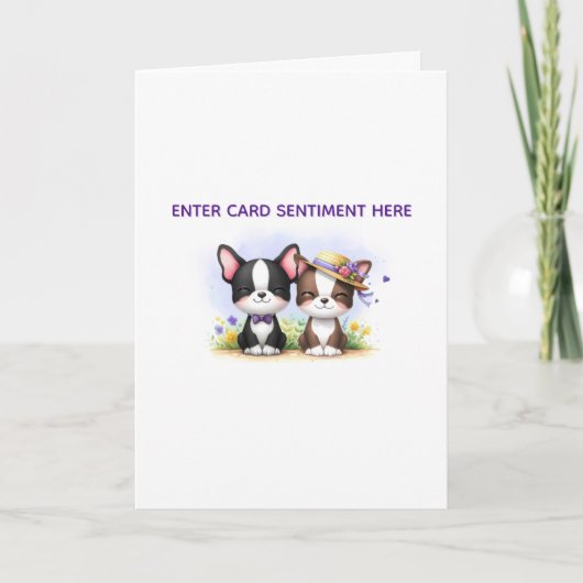 Boston Terrier aangepaste tekst wenskaart Feestdagen Kaart (Voorkant)
