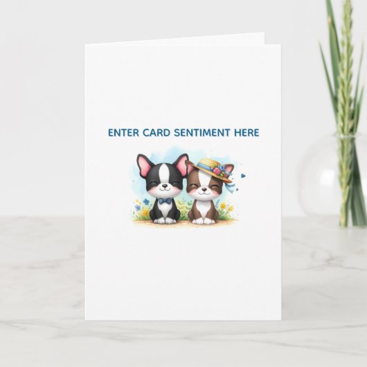 Boston Terrier aangepaste tekst wenskaart Feestdagen Kaart (Voorkant)