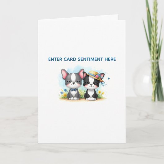 Boston Terrier aangepaste tekst wenskaart Feestdagen Kaart (Voorkant)