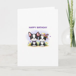 Boston Terrier aangepaste tekst wenskaart Feestdagen Kaart
