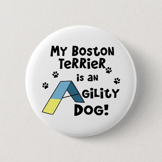 Boston Terrier Agility Dog Button (Voorkant)