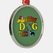 Boston Terrier Agility Metalen Ornament (Rechts)