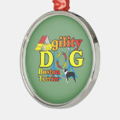 Boston Terrier Agility Metalen Ornament (Links)