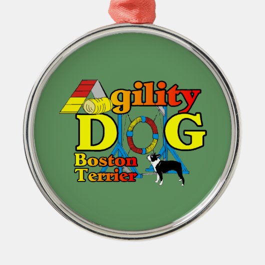 Boston Terrier Agility Metalen Ornament (Voorkant)