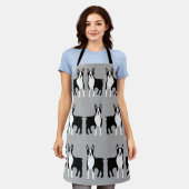 Boston Terrier Allover Print Apron Schort (Gedragen)