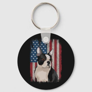 Boston Terrier American Flag Patriotic , 4 juli Sleutelhanger