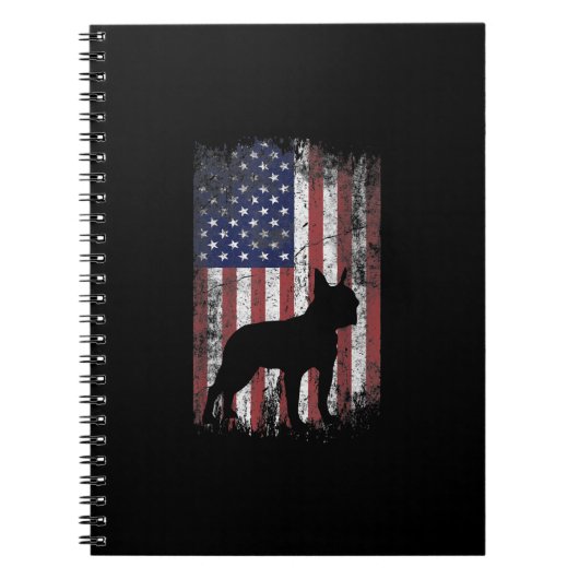Boston Terrier American Flag USA Patriot Hondenlie Notitieboek (Voorkant)