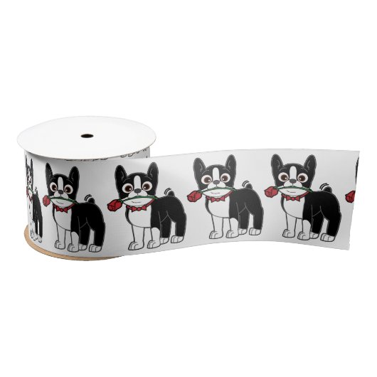 Boston Terrier American Gentleman 3 inch Satijnen Lint (Spoel)