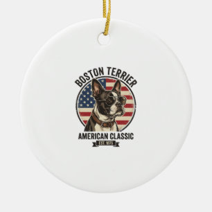 Boston Terrier Amerikaanse Klassieke Hond Vlag Zon Keramisch Ornament