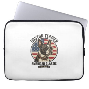 Boston Terrier Amerikaanse Klassieke Hond Vlag Zon Laptop Sleeve